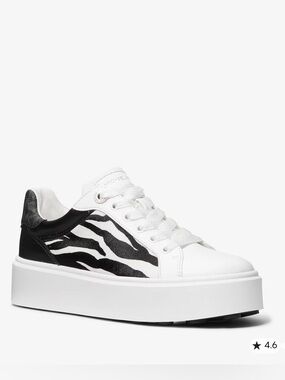 Michael Kors Zebra Print Platform Sneakers - Black & White